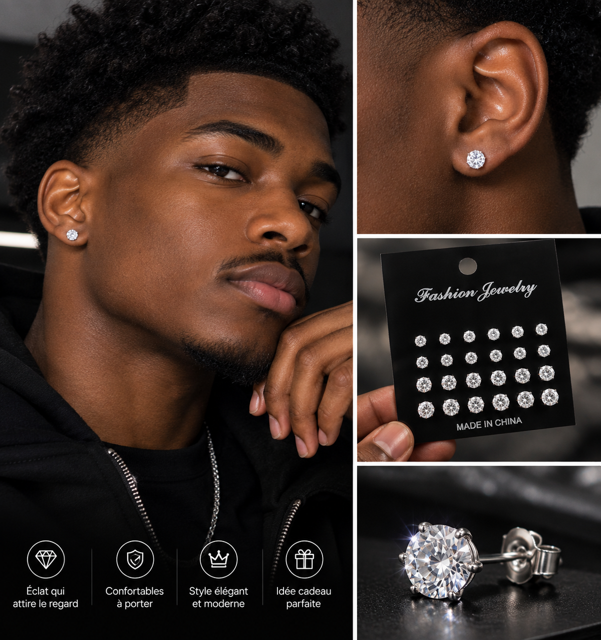 Boucles d’Oreilles Élégantes – Bijou Brillant et Raffiné