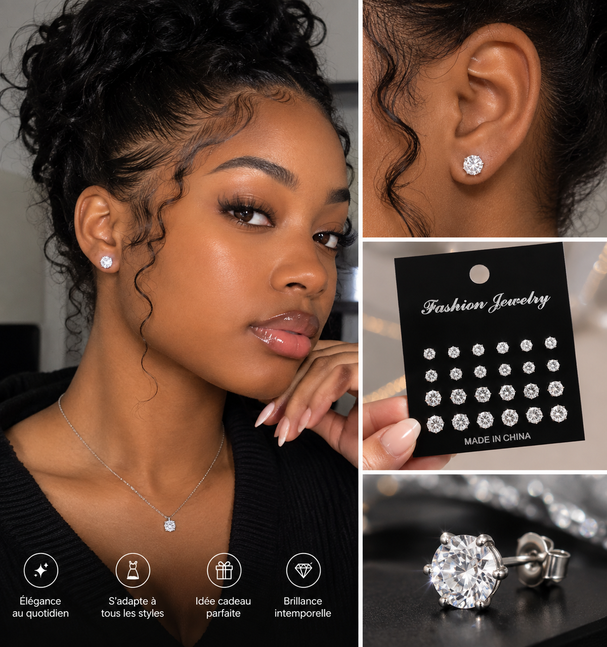 Boucles d’Oreilles Élégantes – Bijou Brillant et Raffiné